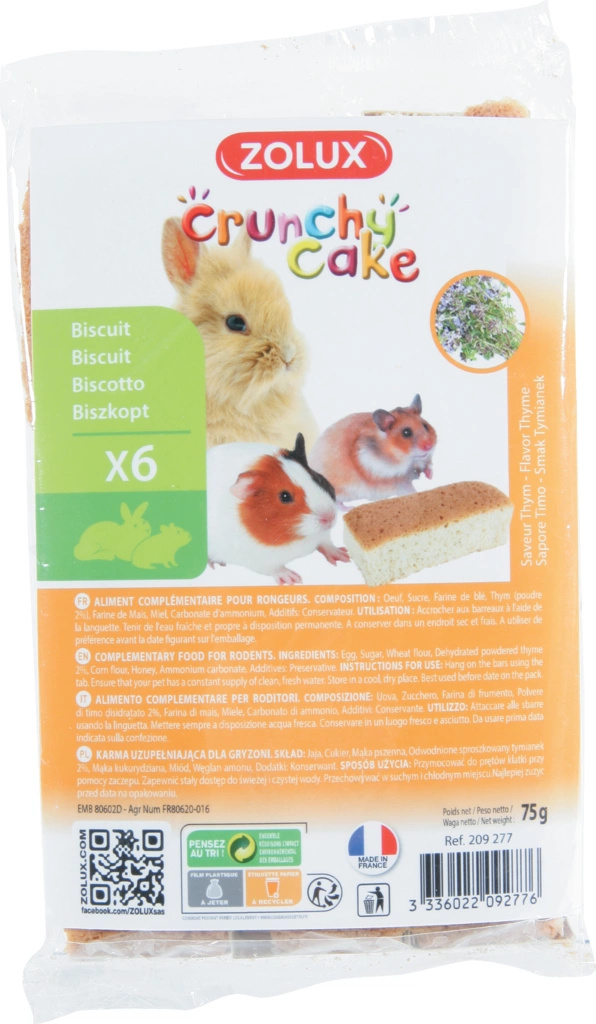 ZOLUX CRUNCHY CAKE tymianek 6szt. biszkopt