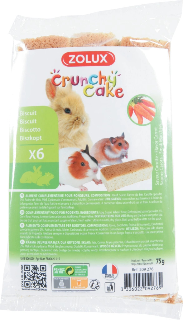ZOLUX CRUNCHY CAKE marchew 6szt. biszkopt