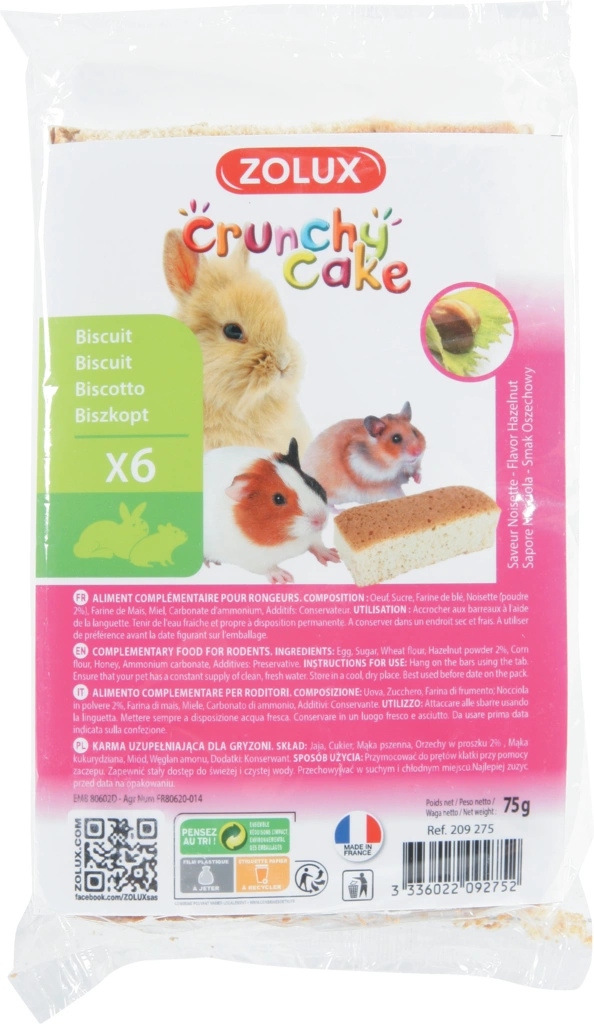 ZOLUX CRUNCHY CAKE orzech laskowy 6szt. biszkopt
