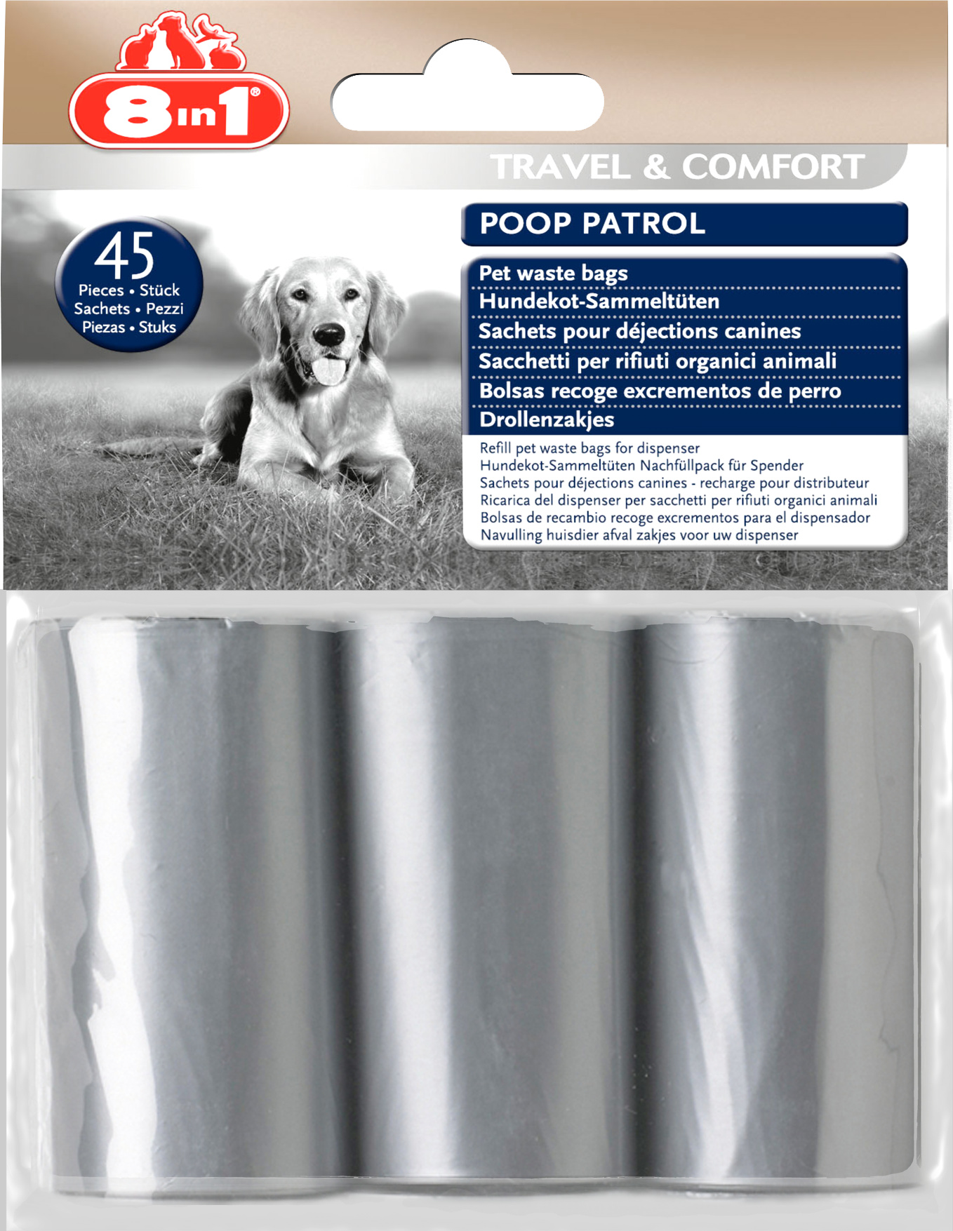 Woreczki na odchody 8in1 Poop Patrol Pet Waste Bags Refill 3 rolki