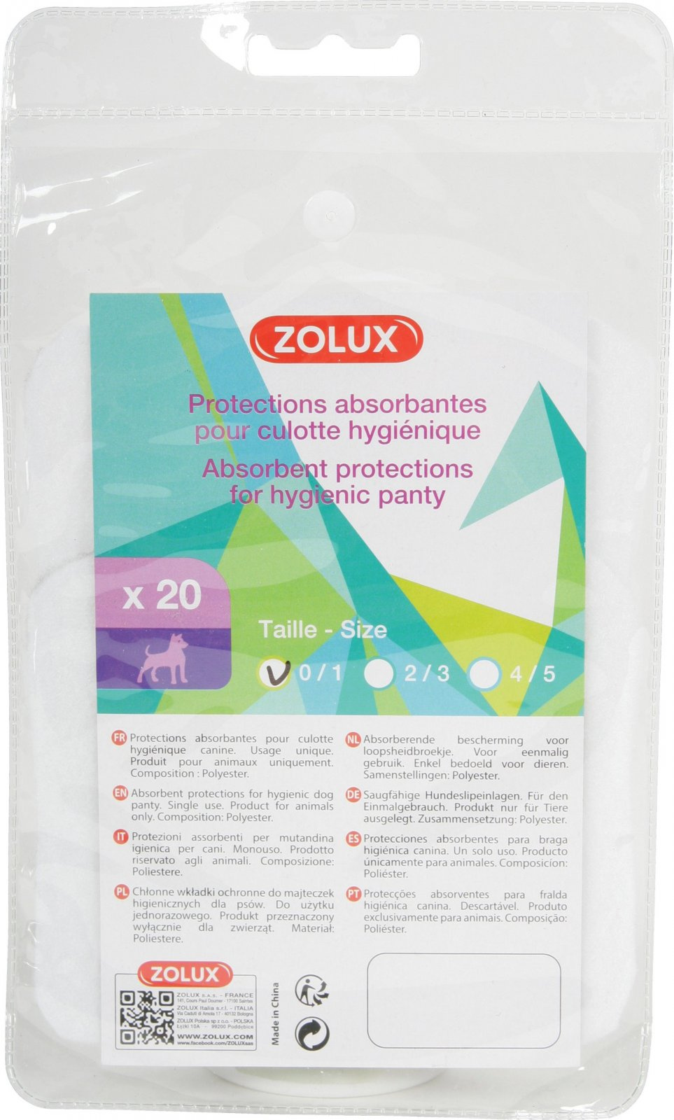 ZOLUX Wkłady higieniczne S4-S5
