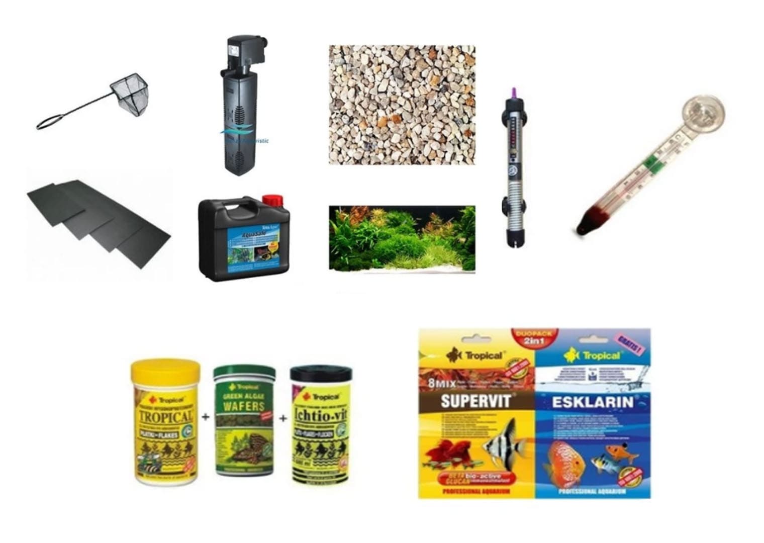 Zestaw 240 l prosty AQUAEL Led 2x18W + WYPOSAŻENIE